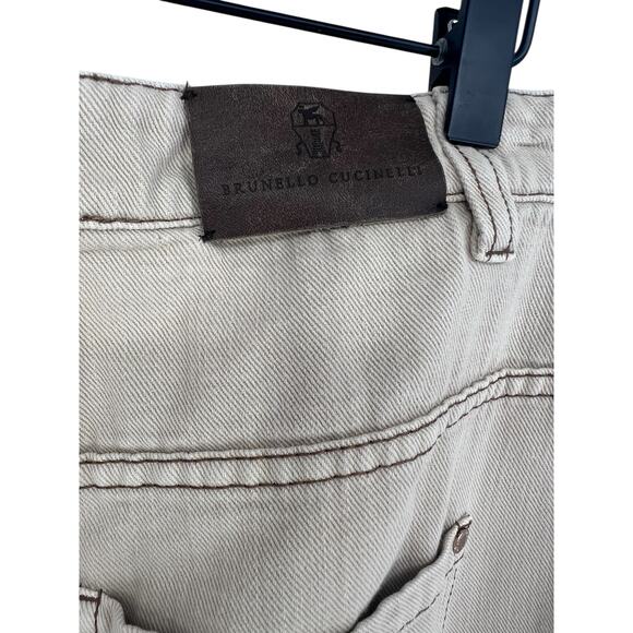 Brunello Cucinelli The Skater Straight Leg Jean in Tan - Picture 8 of 9